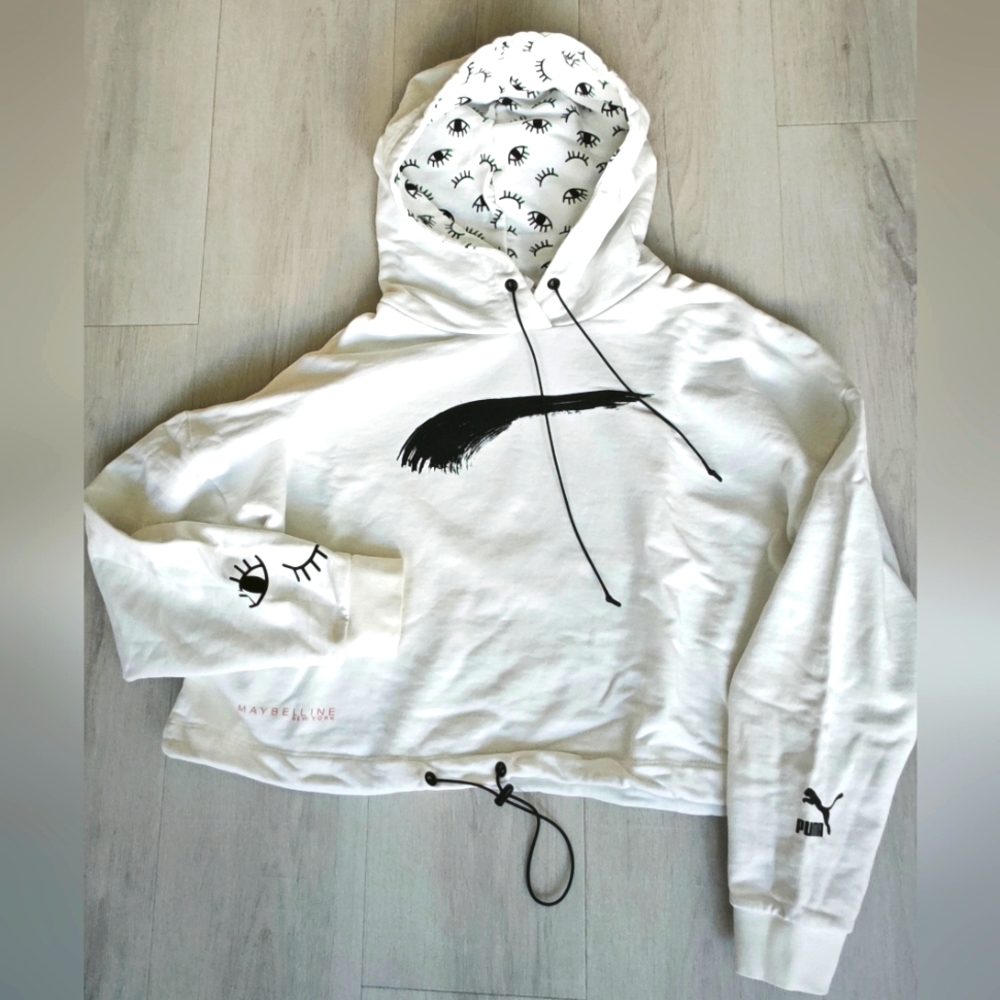 Puma White Graphic Hoodie